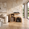 Sylewyn Asymmetric Sculpted Handcrafted Record Player Stand With Storage Natural Oak - Timberustic Record Player Stand With Storage
