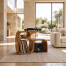 Sylewyn Asymmetric Sculpted Handcrafted Record Player Stand With Storage Teak - Timberustic Record Player Stand With Storage