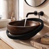 Sylirell Sculpted Oval Ring Handcrafted Vessel Sinks Dark Walnut - Timberustic Vessel Sinks