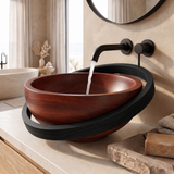 Sylirell Sculpted Oval Ring Handcrafted Vessel Sinks Mahogany - Timberustic Vessel Sinks