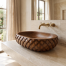Sylivale Sculpted Scale Pattern Handcrafted Vessel Sinks Brown - Timberustic Vessel Sinks