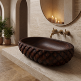Sylivale Sculpted Scale Pattern Handcrafted Vessel Sinks Dark Walnut - Timberustic Vessel Sinks