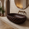 Sylivale Sculpted Scale Pattern Handcrafted Vessel Sinks Dark Walnut - Timberustic Vessel Sinks