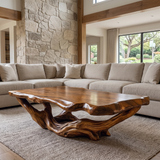 Sylivella Live Edge Sculpted Coffee Table Brown - Timberustic Coffee Table