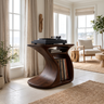 Sylivyn Curved Sculpted Handcrafted Record Player Stand With Storage Dark Walnut - Timberustic Record Player Stand With Storage
