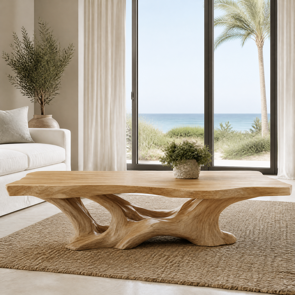 Sylodell Live Edge Sculpted Coffee Table Natural Oak - Timberustic Coffee Table