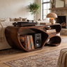 Sylodrin Sculpted Loop Handcrafted Record Player Stand With Storage Dark Walnut - Timberustic Record Player Stand With Storage
