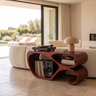 Sylodrin Sculpted Loop Handcrafted Record Player Stand With Storage Mahogany - Timberustic Record Player Stand With Storage
