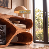 Sylodrin Sculpted Loop Handcrafted Record Player Stand With Storage - Timberustic Record Player Stand With Storage