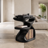Sylolune Sculpted Open-Frame Handcrafted Record Player Stand With Storage Black - Timberustic Record Player Stand With Storage