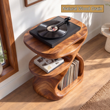 Sylolune Sculpted Open-Frame Handcrafted Record Player Stand With Storage - Timberustic Record Player Stand With Storage