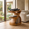 Sylolune Sculpted Open-Frame Handcrafted Record Player Stand With Storage Teak - Timberustic Record Player Stand With Storage