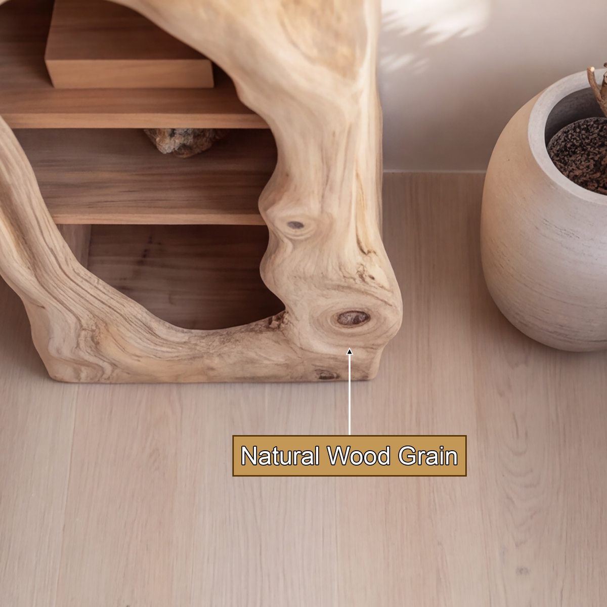 Sylovyn Sculpted Arch Handcrafted Nightstand by Timberustic — natural wood grain detail