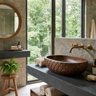 Sylverra Sculpted Botanical Leaf Handcrafted Vessel Sinks Brown - Timberustic Vessel Sinks
