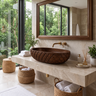 Sylverra Sculpted Botanical Leaf Handcrafted Vessel Sinks Dark Walnut - Timberustic Vessel Sinks