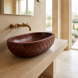 Sylverra Sculpted Botanical Leaf Handcrafted Vessel Sinks Mahogany - Timberustic Vessel Sinks