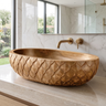Sylverra Sculpted Botanical Leaf Handcrafted Vessel Sinks Natural Oak - Timberustic Vessel Sinks