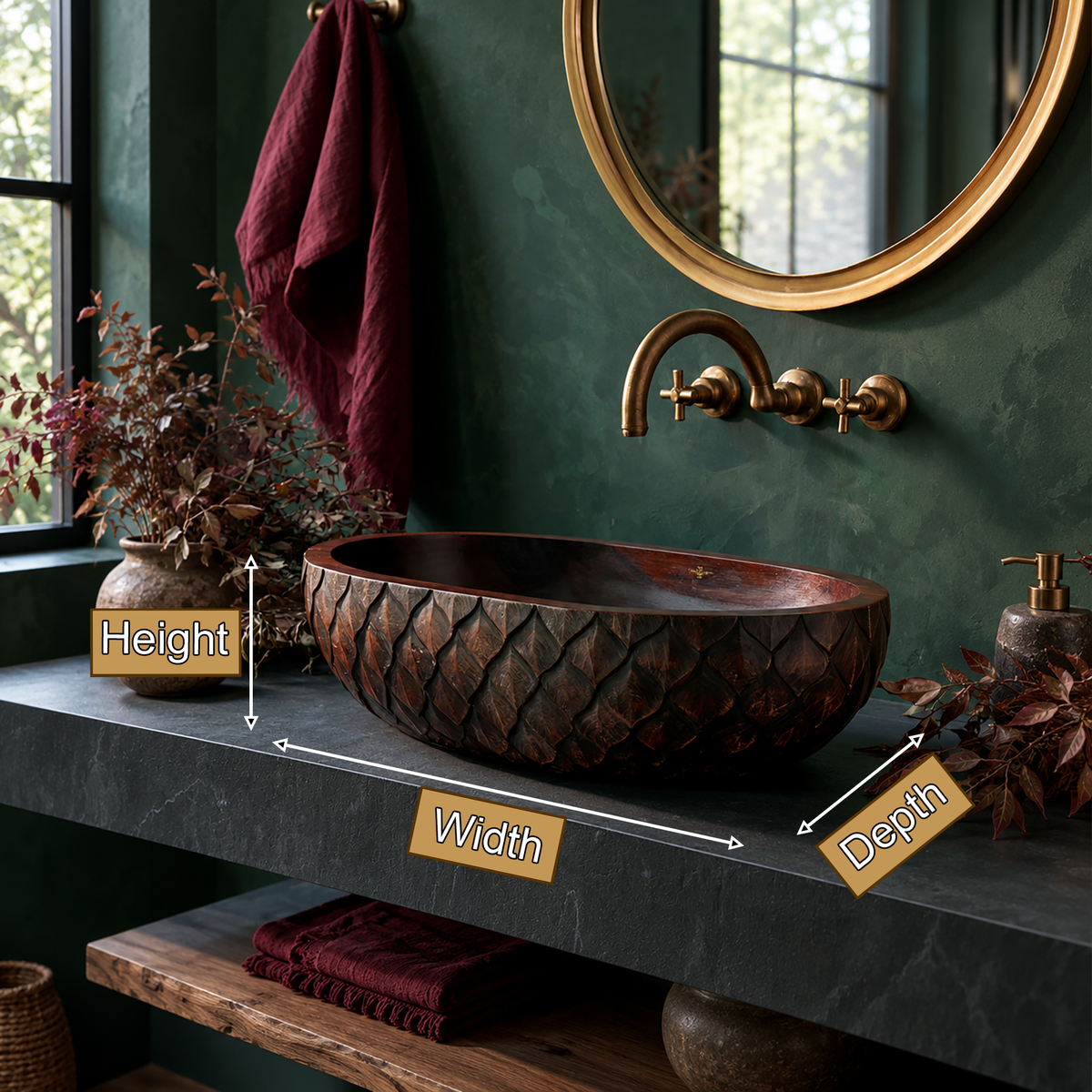 Sylverra Sculpted Botanical Leaf Handcrafted Vessel Sinks - Timberustic Vessel Sinks