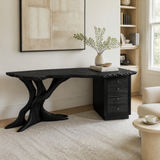 Sylvoren Live Edge Handcrafted Desk With Drawers Black - Timberustic Desk With Drawers