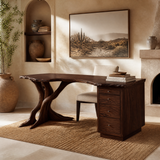 Sylvoren Live Edge Handcrafted Desk With Drawers Dark Walnut - Timberustic Desk With Drawers