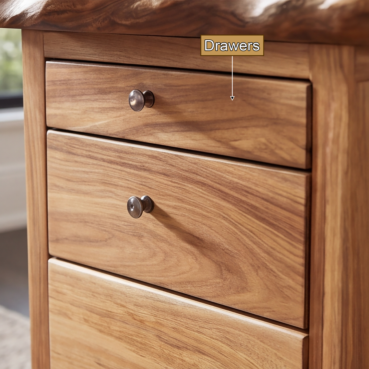 Sylvoren Live Edge Handcrafted Desk With Drawers - Timberustic Desk With Drawers