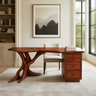 Sylvoren Live Edge Handcrafted Desk With Drawers Mahogany - Timberustic Desk With Drawers