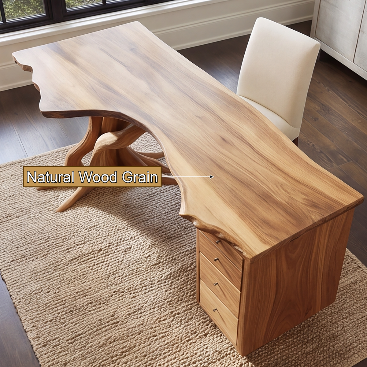 Sylvoren Live Edge Handcrafted Desk With Drawers - Timberustic Desk With Drawers