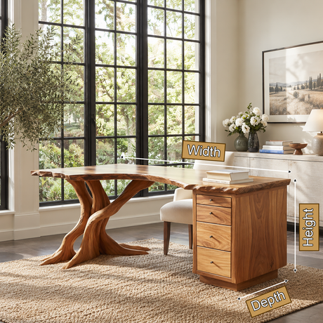 Sylvoren Live Edge Handcrafted Desk With Drawers - Timberustic Desk With Drawers