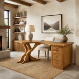 Sylvoren Live Edge Handcrafted Desk With Drawers Teak - Timberustic Desk With Drawers