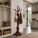 Torsorien Twisting Sculpted Tree Coat Rack by Timberustic — Mahogany finish
