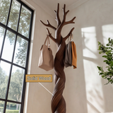 Torsorien Twisting Sculpted Tree Coat Rack by Timberustic — solid wood detail