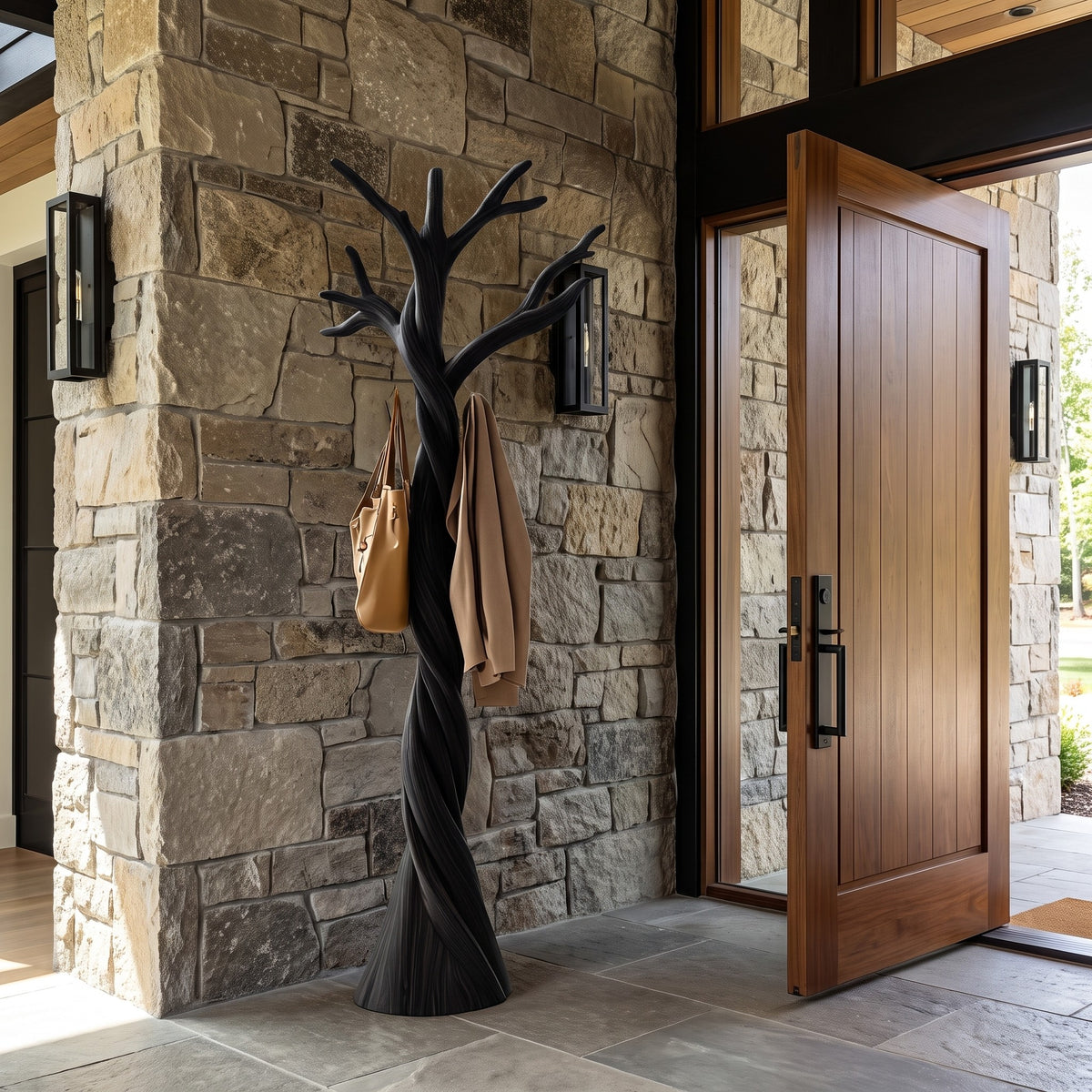 Torsylva Twisting Sculpted Tree Coat Rack Black - Timberustic Tree Coat Rack