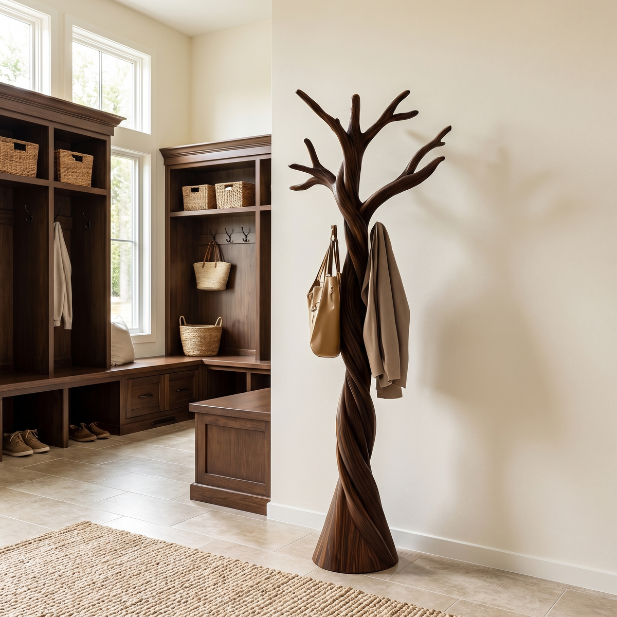 Torsylva Twisting Sculpted Tree Coat Rack Dark Walnut - Timberustic Tree Coat Rack
