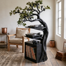 Torsylva Twisting Sculpted Tree Handcrafted Record Player Stand With Storage Black - Timberustic Record Player Stand With Storage