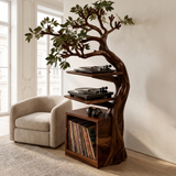 Torsylva Twisting Sculpted Tree Handcrafted Record Player Stand With Storage Dark Walnut - Timberustic Record Player Stand With Storage
