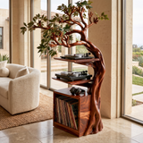 Torsylva Twisting Sculpted Tree Handcrafted Record Player Stand With Storage Mahogany - Timberustic Record Player Stand With Storage
