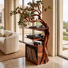 Torsylva Twisting Sculpted Tree Handcrafted Record Player Stand With Storage Mahogany - Timberustic Record Player Stand With Storage