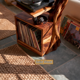 Torsylva Twisting Sculpted Tree Handcrafted Record Player Stand With Storage - Timberustic Record Player Stand With Storage