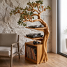 Torsylva Twisting Sculpted Tree Handcrafted Record Player Stand With Storage Teak - Timberustic Record Player Stand With Storage