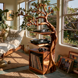 Torsylva Twisting Sculpted Tree Handcrafted Record Player Stand With Storage - Timberustic Record Player Stand With Storage