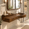 Valtessa Sculpted Contour Handcrafted Floating Bathroom Vanity with Integrated Sink Brown - Timberustic Floating Bathroom Vanity with Integrated Sink
