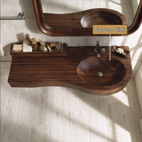 Valtessa Sculpted Contour Handcrafted Floating Bathroom Vanity with Integrated Sink - Timberustic Floating Bathroom Vanity with Integrated Sink