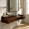 Valtessa Sculpted Contour Handcrafted Floating Bathroom Vanity with Integrated Sink Dark Walnut - Timberustic Floating Bathroom Vanity with Integrated Sink