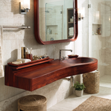 Valtessa Sculpted Contour Handcrafted Floating Bathroom Vanity with Integrated Sink Mahogany - Timberustic Floating Bathroom Vanity with Integrated Sink