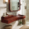 Valtessa Sculpted Contour Handcrafted Floating Bathroom Vanity with Integrated Sink Mahogany - Timberustic Floating Bathroom Vanity with Integrated Sink