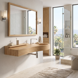 Valtessa Sculpted Contour Handcrafted Floating Bathroom Vanity with Integrated Sink Natural Oak - Timberustic Floating Bathroom Vanity with Integrated Sink