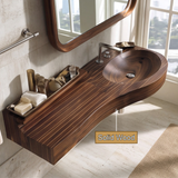 Valtessa Sculpted Contour Handcrafted Floating Bathroom Vanity with Integrated Sink - Timberustic Floating Bathroom Vanity with Integrated Sink