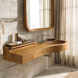 Valtessa Sculpted Contour Handcrafted Floating Bathroom Vanity with Integrated Sink Teak - Timberustic Floating Bathroom Vanity with Integrated Sink