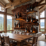 Vardeno Live Edge Floating Wine Shelf by Timberustic — Dark Walnut finish