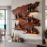 Vardeno Live Edge Floating Wine Shelf by Timberustic — Mahogany finish